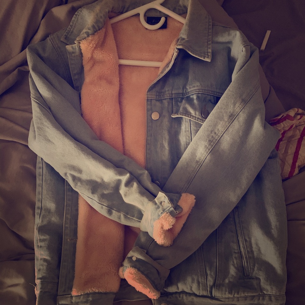 Jacks surf shop pink Sherpa lined jean jacket